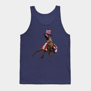 Funny T Rex Dinosaur, USA Flag, American Tank Top